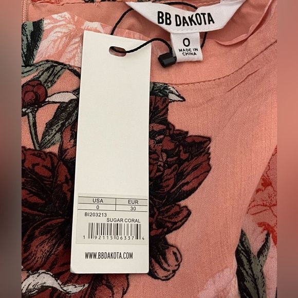 NWT BB Dakota Isabelle Revolve Sugar Coral Floral Cropped Ruffle Flared Pants - Picture 9 of 16